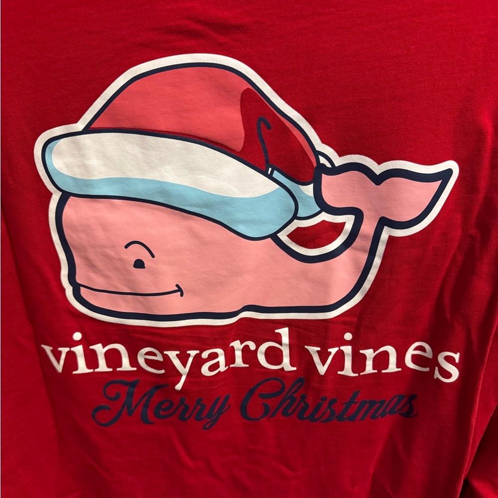 Vineyard Vines Red Christmas Whale Tee